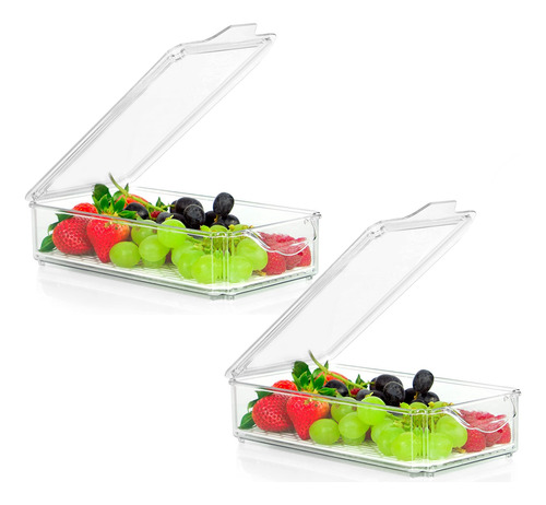 Set Organizador De Nevera De 2 Piezas Apilables Con Tapa Fri