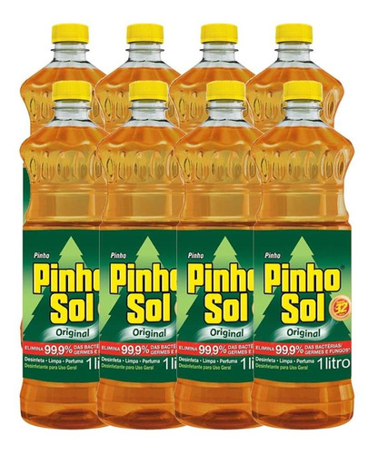 Kit Desinfetante Pinho Sol Original 1l Com 8 Unidades