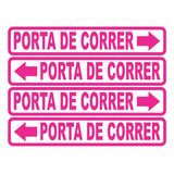 Kit Com 4 Adesivos Porta De Correr Sinalização Para Porta Cor Rosa