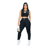 Conjunto Feminino Cropped Charmoso + Calça Skinny Com Bolso