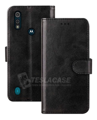 Carcasasmotorola E6s Flipcover Negro + Vidrio Regalo