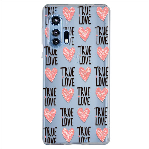 Funda Motorola Antigolpes Patrón De Corazones True Love