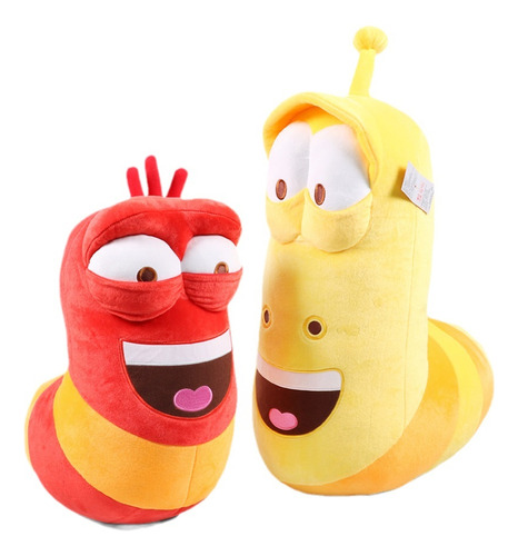 Serie Larva Tuba Amarillo Y Roja Set De Dos Peluches