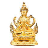 Buda Pequeño Dorado Avalokitesvara De Cuatro Brazos De Buddh