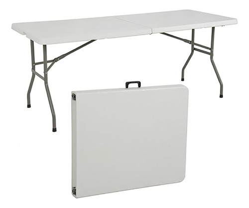 Mesa Plegable 180x75x74cm Tipo Maleta Blanca