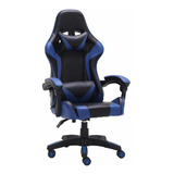 Cadeira De Escritório Best G600 Gamer  Preto E Azul Com Estofado De Couro Sintético