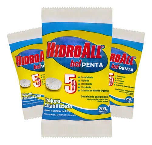 Kit 10 Pastilha De Cloro Tratamento Piscina Tricloro Hidroal