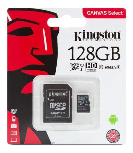 Memoria Micro Sd Kingston De 128 Gb Negra