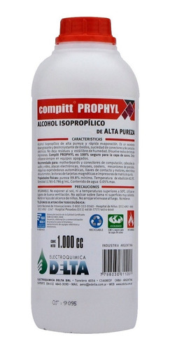 Alcohol Isopropilico Elctronica Delta Limpieza Pc  1lt