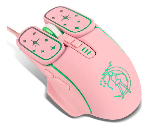 Mouse Gamer Optico Con 4 Colores Ergonomico 7200 Dpi Rosa