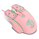 Mouse Gamer Optico Con 4 Colores Ergonomico 7200 Dpi Rosa