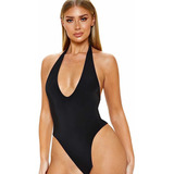 Body Mujer Espalda Descubierta Bodysuit Dama Atar Cuello