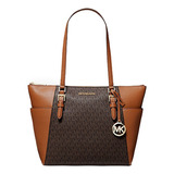 Bolsa Michael Kors Charlotte Large Logo And Leather Top-zip Tote Bag Brown