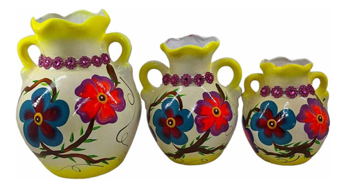 Jarrones De Ceramica Set 3 Piezas Decoración Hogar / Cocina 