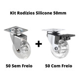 Kit 50 Rodinha Gel Silicone Sem Trava E 50 Com Trava 50mm
