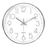 Reloj Pared Plata 30 Cm Silencioso Vonne Color De La Estructura Blanco Color Del Fondo Blanco
