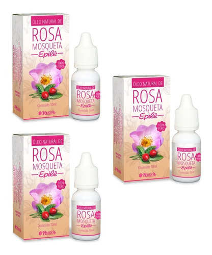 Kit 3 Óleo Rosa Mosqueta Rugol Epilê Natural 100% Puro 10ml