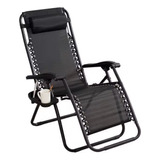 Silla Gravedad Cero De Jardin Camastro Plegable Reclinable Color Negro 1 Unidad