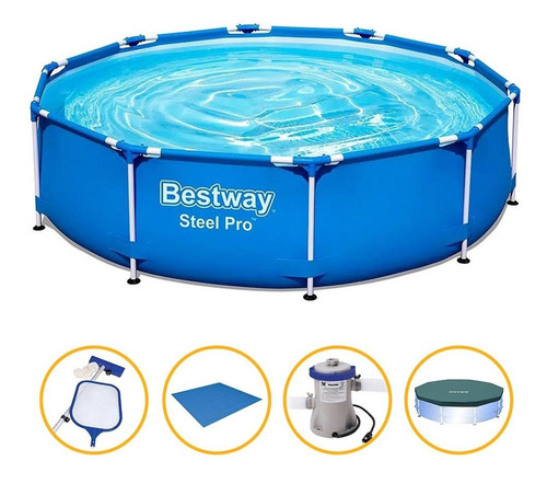 Piscina Estrutura 4678l Bomba Capa Forro Kit Limpeza Bestway