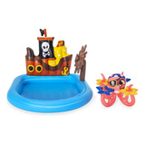 Pileta Inflable Infantil Barco - Timón + 3 Peces + 2 Cañas !