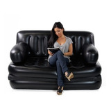 Sillon Magic Sofa Cama Inflable 5 En 1 Negro Colchon Queen