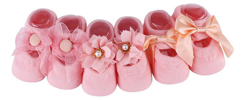 3 Pares Zapato Calcetin Bebe Antiderrapante Niña Princesa
