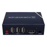 Conmutador Kvm Dp Switch 2x1 4k Hd 60 Hz Para Micrófono/disp