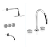 Combo Piazza Lounge Steel Baño Ducha + Lavatorio Cerámico 