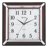 Relógio De Parede Quadrado Decorativo Herweg Marrom 6268
