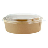   400 Bowls Kraft Contenedores Bio 1300 Ml Con Tapa