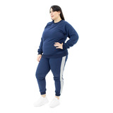 Conjunto Moletom Feminino Plus Size Flanelado Blusa Calça