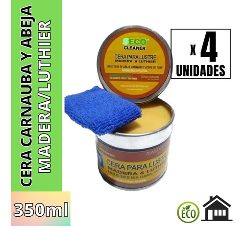 Cera Lustre 350ml X 4u Madera Luthier Carnaúba Abeja Tung