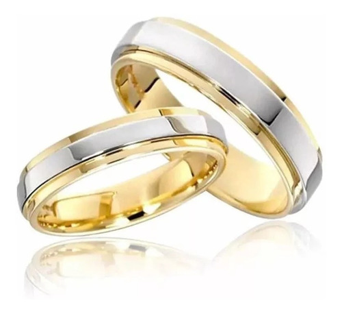 Anillos De Boda Promesa Acero De Titanio 316 L Y Chapa Oro