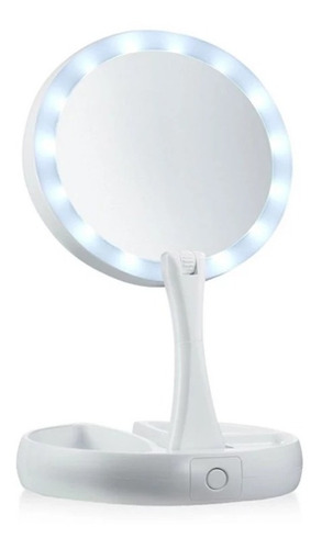 Espejo Doble 10x Maquillaje Luz Led Plegable  Cosmetiquero