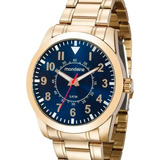 Relógio Masculino Mondaine Dourado 99147gpmvde2 Fundo Azul