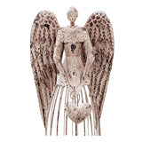 Estatua De Ángel De Jardín De Metal Antiguo Con Corazón, Dec