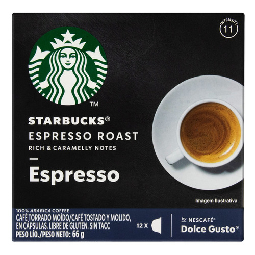 Starbucks  Espresso Roast Cápsulas De Café Sem Glúten Intensidade 11 Com 12 Unidades 