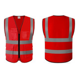 Chaleco Reflejante Industrial Seguridad Para Hombre Rojo