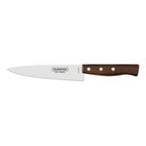 Cuchillo Tramontina Tradicional Acero Inox Mango Madera 7 Color Marrón