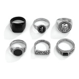 6 Set Anillos Vintage Góticos Hombre Mujer