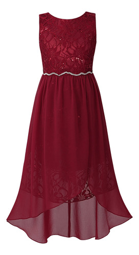 Teens Girls Lace Chiffon Party Dress Sequin Rhinestone Dress