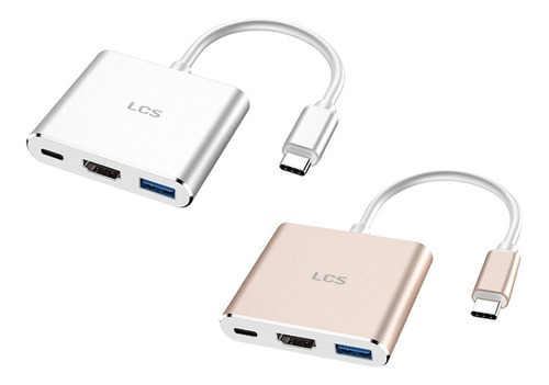 Hub Adaptador Usb-c 3 En 1 Hdmi 4k Usb-a Usb-c Pc Mac Lcs