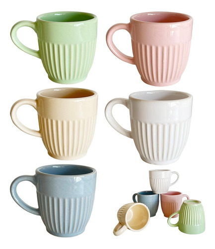 Taza Cafe Te Canela Ceramica Chica Vintage Pastel 150ml