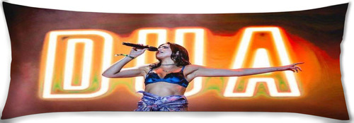 Cojin Almohada Larga Dua Lipa Letras Luz Concierto 45x110cm