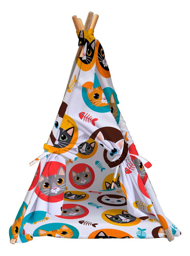 Tipi Para Perro Gato Casa Con Cama Colchoneta Mascota 80cm