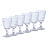 Set 6 Copas Vino Agua Vidrio Labrado 240ml Transparente