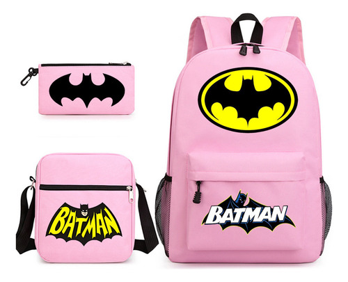 Mochila Casual Batman De Tres Piezas For Niños Y Niñas