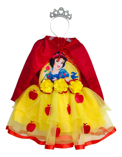 Disfraz Vestido Bebe Niña Blanca Nieves Navidad Princesa Fiesta Cumpleaños Festival Tutu