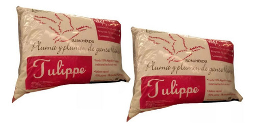 Almohadas Pluma De Ganzo 2 Piezas Tulippe Color Blanco