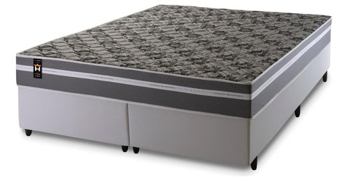 Conjunto Cama Box Espuma Miami Cinza King 193x203x62